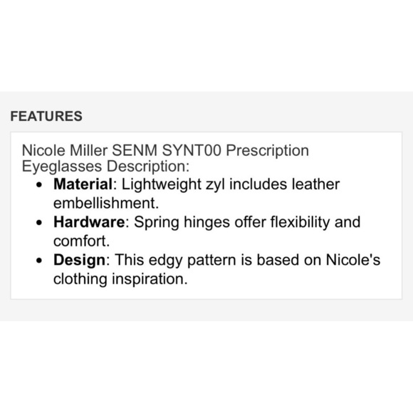 Nicole Miller Synthes-Eyes Black Glasses
Size: 54-15-135 mm